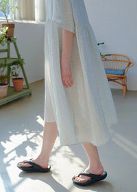Blue Haze Cotton Gauze Dress Soft Dot A-Line Lounge Nightdress
