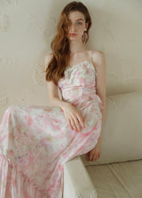 Blush Whispers Dress | Romantic Pink Floral Vintage Dress