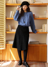 Vintage Blue Check Gathered Shirt