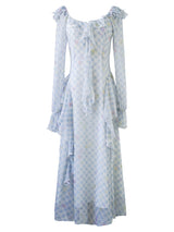 Pastel Ribbon Days Dress | Vintage Gingham Ruffle Long Dress