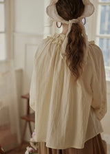 Buttercream Ruffle Embroidered Vintage Blouse