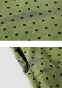 Sage Green Polka Dot Sheer Ruffle Flare Midi Skirt