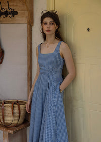 Picnic Breeze Dress | Gingham Check Sleeveless Flare Summer Dress(2COLOR)