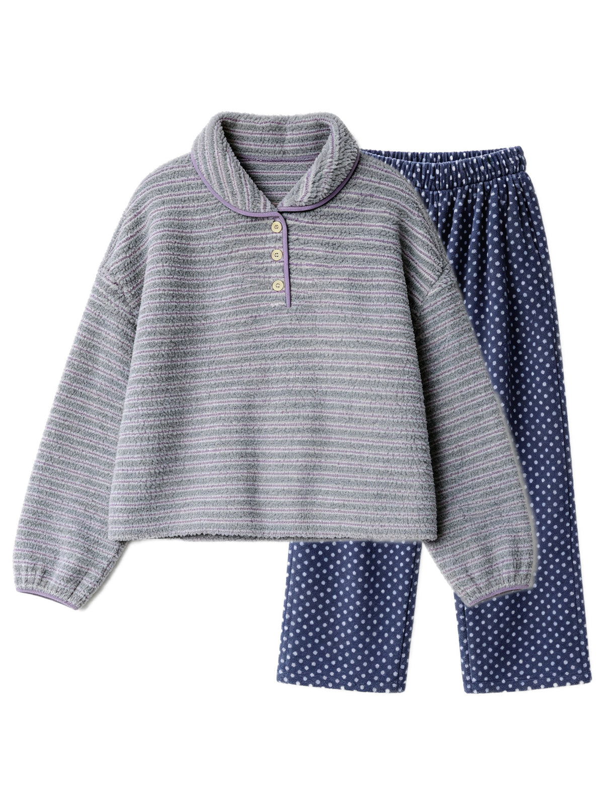 Midnight Polka Fleece Pajama Set