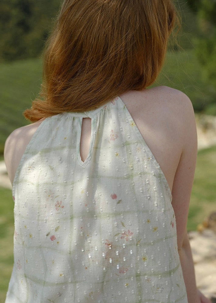 Soft Floral Halter Neck Sleeveless Blouse