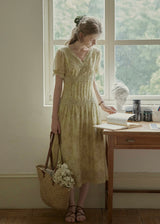 Elowen V-Neck Floral Lace Trim Dress