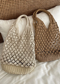 Natural Woven Straw Net Beach Tote Bag