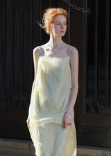 Butter Yellow Floral Chiffon Slip Dress
