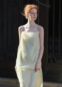 Butter Yellow Floral Chiffon Slip Dress