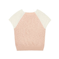 Blush Calm Shell Button Color Block Knit Top