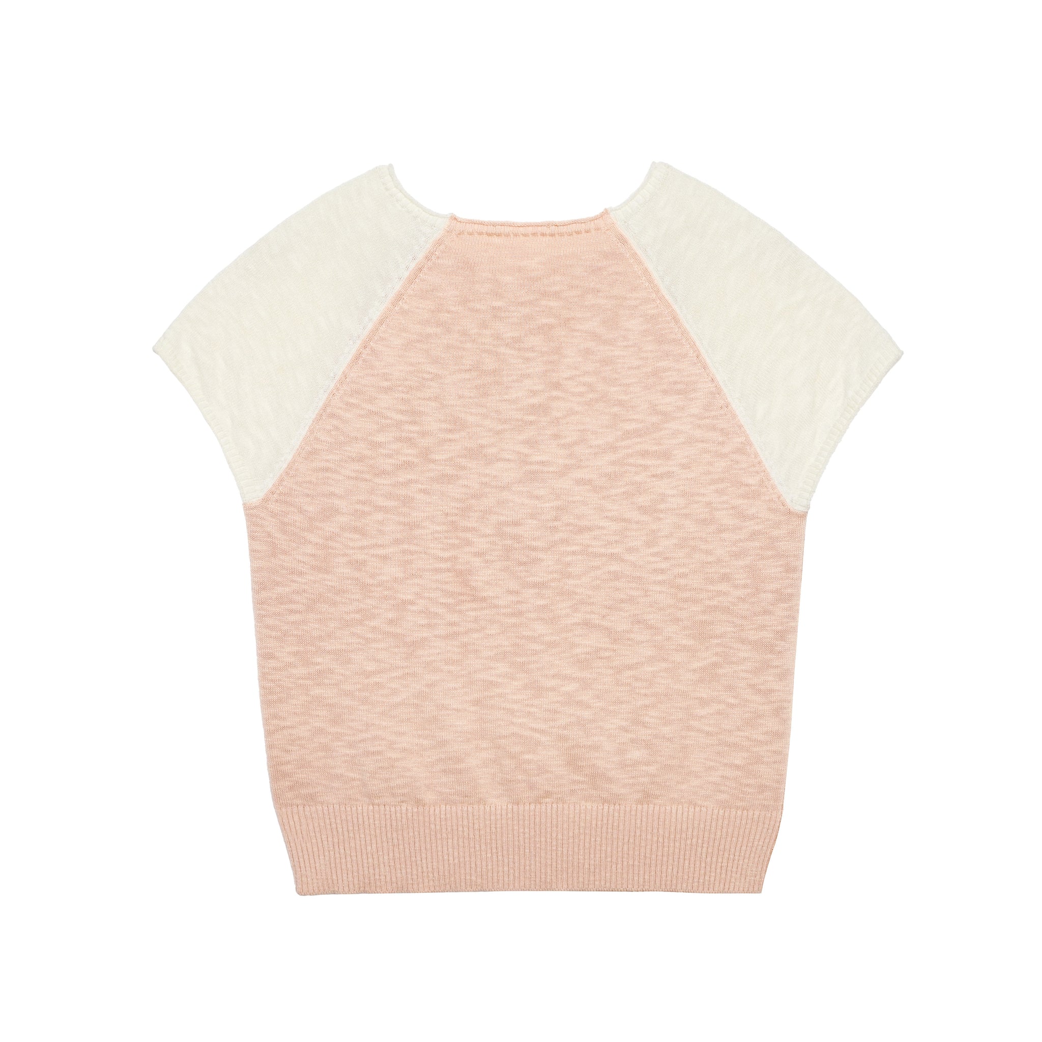 Blush Calm Shell Button Color Block Knit Top