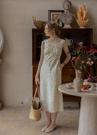 Élodie Polka Dot Square Neck Long Dress