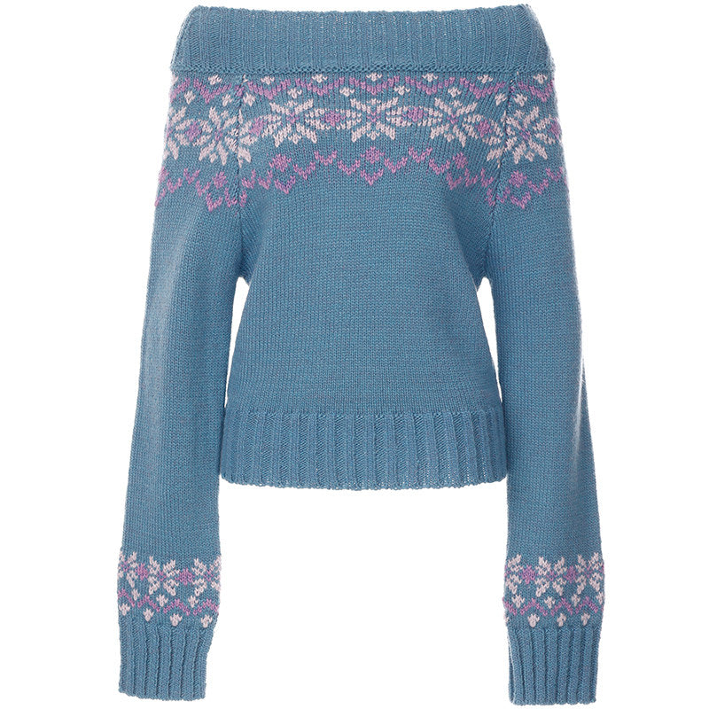 Nordic Fair Isle Off-Shoulder Knit Top