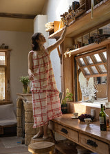 Lazy Afternoon Check Dress | Ruffled Gingham Cotton Sleeveless Dress(2COLOR)