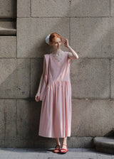 Summer Petal Cotton Dress | Light Pink Sleeveless Dress