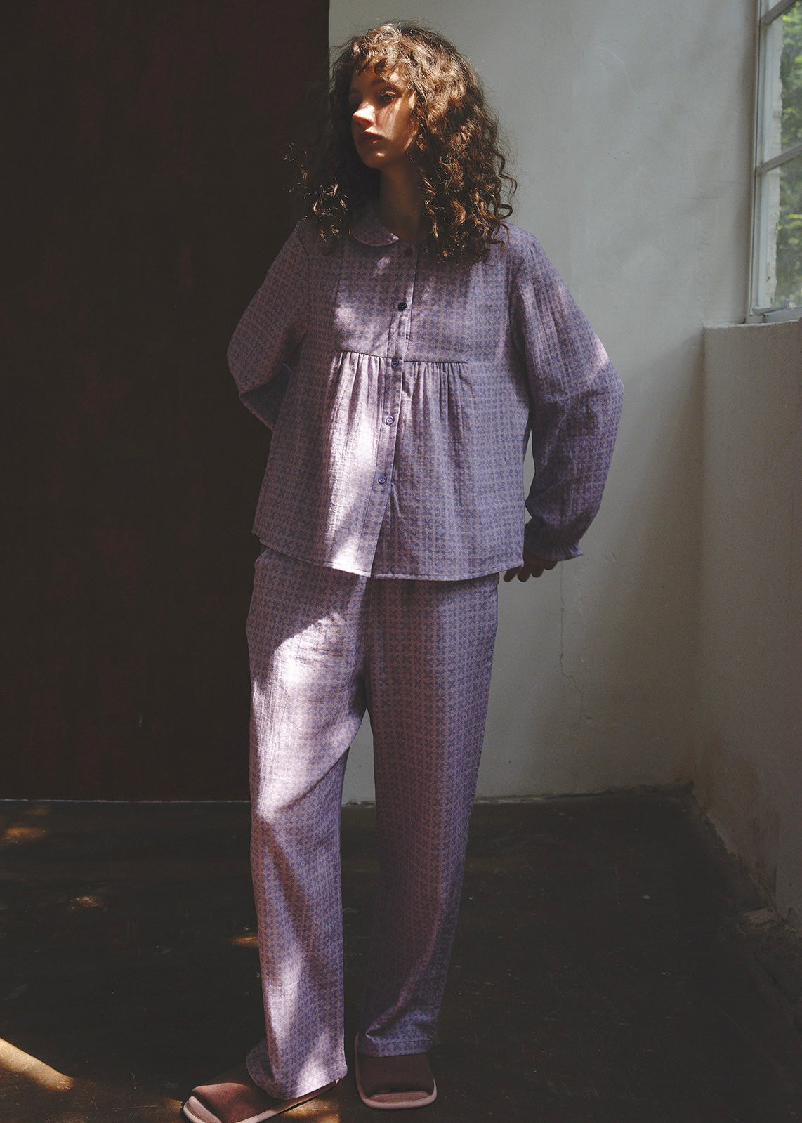Lavender Clover Cotton Gauze long-sleeve Pajama Set