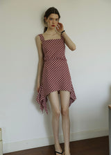 Ruby Picnic Check Dress | Vintage Asymmetrical Gingham Sleeveless Dress