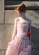Cherry Grid Sundress | Red Check Sleeveless Vintage Dress