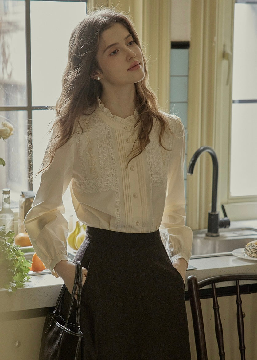 Ivory Lace Garden Embroidered Blouse