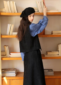 Midnight Paisley Embroidered Corduroy Vest