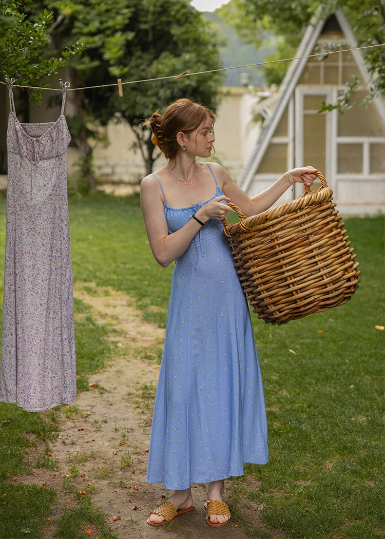 Wildflower Hour Dress | Vintage Backless Slip Floral Dress(2COLOR)