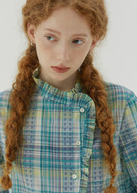 Autumn Reverie Plaid Ruffle Blouse