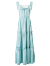 Mint Ruffle Melody Tiered Sleeveless Long Vintage Long Dress