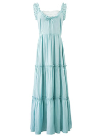 Mint Ruffle Melody Tiered Sleeveless Long Vintage Long Dress