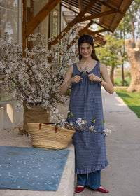 Lazy Afternoon Check Dress | Ruffled Gingham Cotton Sleeveless Dress(2COLOR)