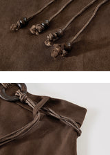 Belted Faux Suede Handkerchief Midi Skirt(2COLOR)