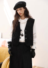 Midnight Paisley Embroidered Corduroy Vest