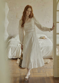 Blanche Embroidered Vintage Lace Maxi Dress