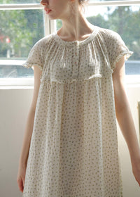 Quiet Daylight Cotton Gauze Nightdress Soft Floral Loose Lounge Dress