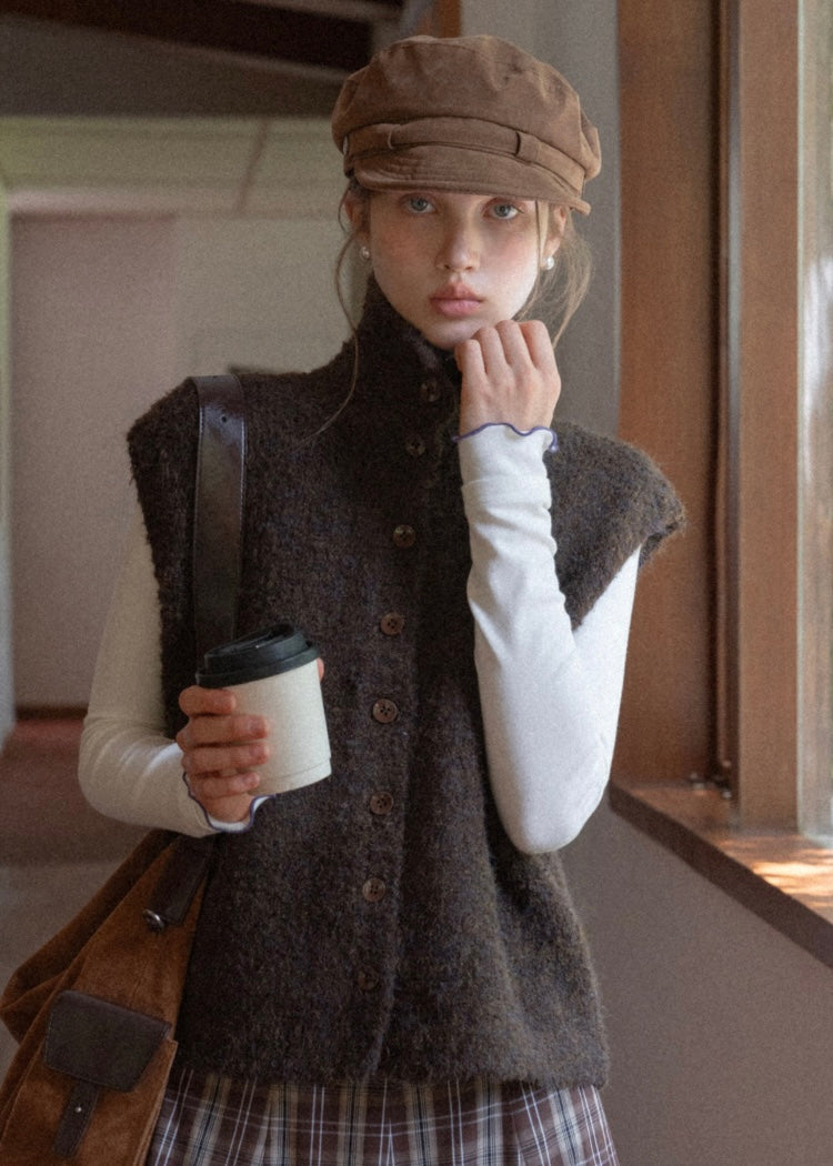 Brown Letter Vintage Knit Vest