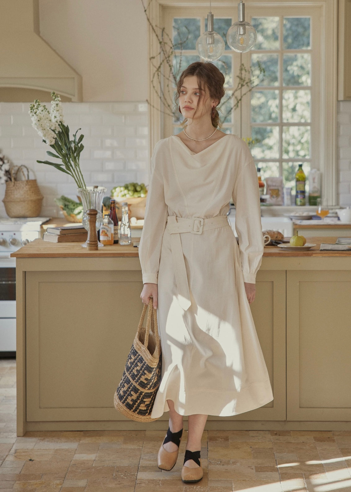Ivory Soft Poem Linen Texture Dress