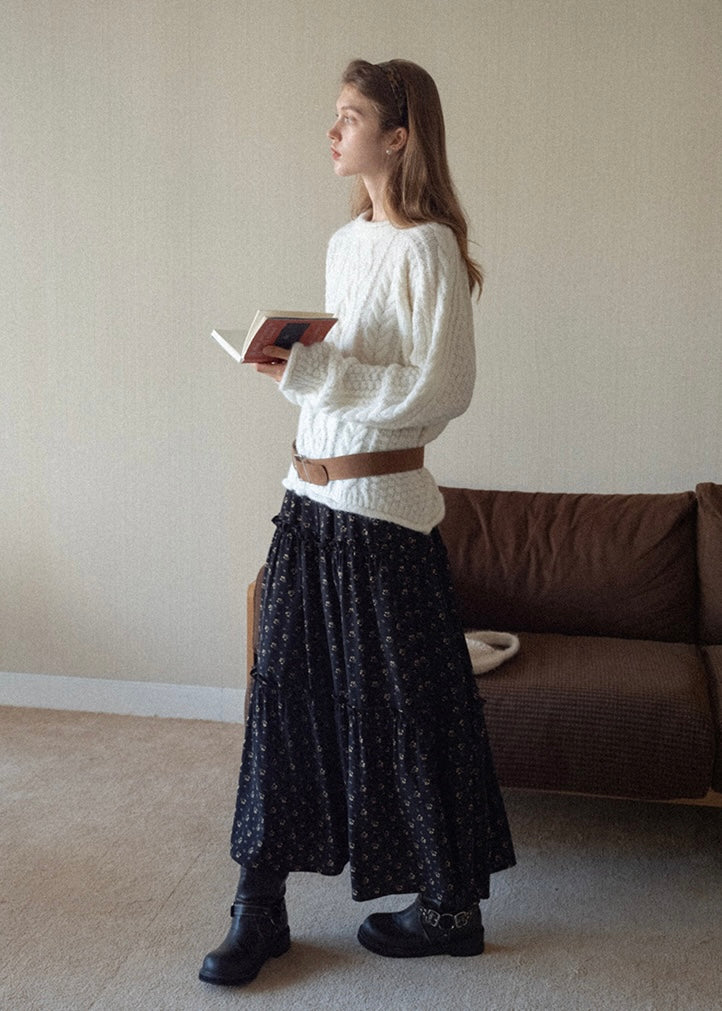 Snowfield Soft Ivory Cable Knit Sweater