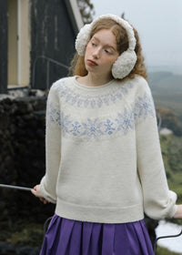 Snowfall Nordic Fair Isle Fuzzy Knit Sweater(2COLOR)