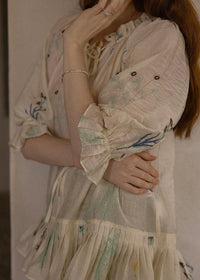 Muse Garden Blouse | Vintage Sheer Embroidered Ruffle Shirt