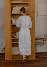 Evening Poem Ruffled White Lace & Navy Check Dress(2COROL)