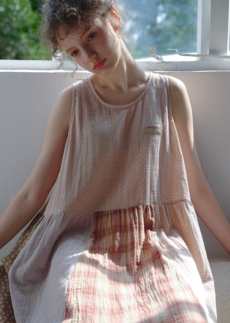 Marais Soft Patchwork Cotton Gauze Sleeveless Nightdress