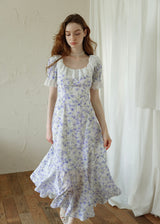 Lavender Lace Waltz Dress | Vintage Floral Puff Sleeve Dress