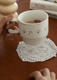 White Lace Whisper Oval Coaster