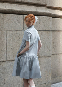 Morning Sketch Button-Up Flared Shirt Dress