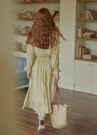 Aurélie Oil Painting Waist Tie Maxi Dress