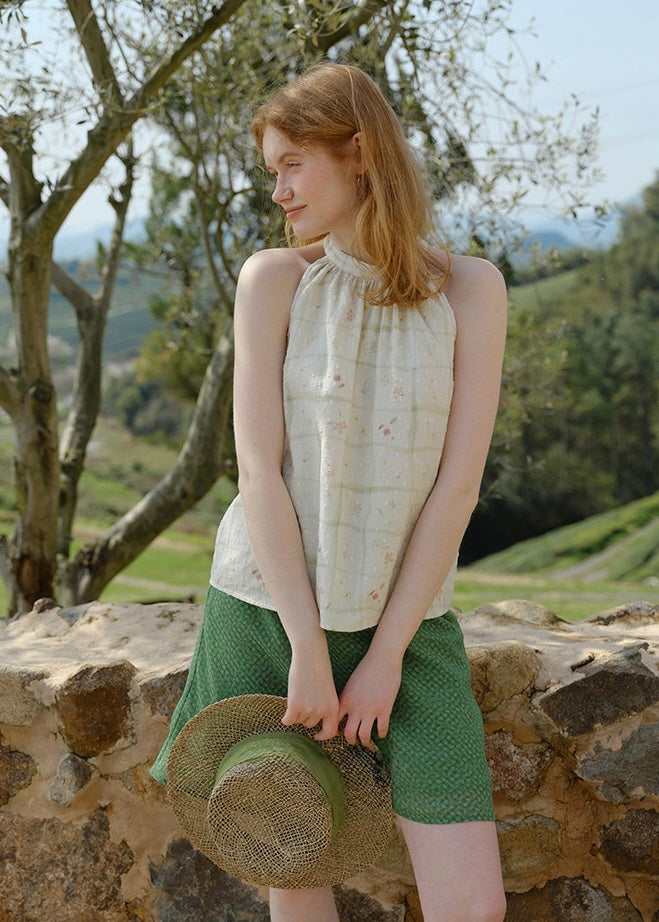 Soft Floral Halter Neck Sleeveless Blouse
