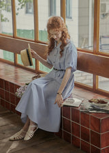 Morning Letter Stripe Dress | Classic Blue Shirt Dress