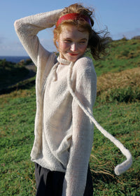 Vintage Tie Neck Open Knit Long Sleeve Sweater