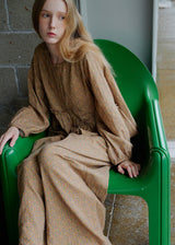 Vintage Brown Polka Dot Cotton Loungewear Set