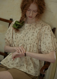 Morning Poem Pintuck Blouse | Vintage Floral Cream Top