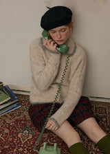 Cream Beige Echo Soft Wool Knit Cardigan